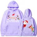 Sudadera con capucha navideña morada con bonitos estampados de dibujos animados. - S / Tops / Lila (312)