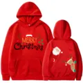 Sudadera con capucha roja con lindo estampado navideño casual para el invierno. - S / Tops / Rojo