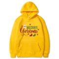 Sweat à capuche de Noël jaune tendance pour hommes et femmes avec un joli imprimé festif - S / Hauts / Jaune
