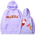 Sweat à capuche violet à motif de Noël manches longues automne hiver pull décontracté - S / Hauts / Lavande