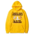 Sweatshirt à capuche humoristique Halloween jaune casual manches longues avec poche - M / Hauts / Jaune