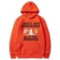 Sweat à capuche orange Halloween avec imprimé amusant, sweat-shirt décontracté à manches longues. - S / Hauts / Orange