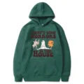Sweat à capuche d'Halloween vert foncé avec imprimé graphique de dessin animé et manches longues. - S / Hauts / Vert foncé