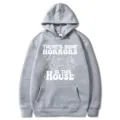 Sweat à capuche gris décontracté avec impression de texte d'horreur d'Halloween, manches longues. - S / Hauts / Gris Clair (311)