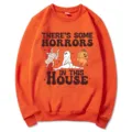 Sweat-shirt à col rond et motif d'Halloween orange avec imprimé fantôme citrouille amusant - S / Hauts / Orange