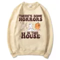 Sweat-shirt beige à col rond avec impression graphique d'Halloween et design drôle pour hommes. - S / Hauts / Kaki