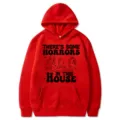 Sweat-shirt à capuche ample à imprimé graphique d'Halloween avec poche haut rouge décontracté - S / Hauts / Rouge (312)