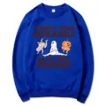 Sweatshirt bleu à manches longues et col rond avec motif d'halloween amusant pour femme - S / Hauts / Bleu 312