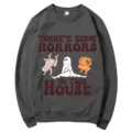 Sweat-shirt graphique drôle d'Halloween haut à manches longues décontracté pour femmes. - S / Hauts / Gris foncé