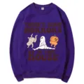 Sweat-shirt graphique d'horreur d'Halloween violet haut décontracté à manches longues - S / Hauts / Violet