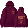 Sweat à capuche bordeaux imprimé squelette Halloween avec poche avant pour hommes et femmes - S / Hauts / Bordeaux