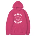 Rosa Halloween Geist Print Kapuzenpullover mit Tasche lange Ärmel lässiger Hoodie Pullover. - Fuchsia