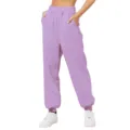 Women high waist loose fit sweatpants casual comfy jogger pants with pockets in light purple - S / Bottoms / Lavender