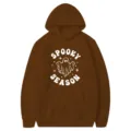 Brauner Halloween Kapuzenpullover mit Geister Print Langarm Unisex Hoodie mit Taschen - Kaffeebraun