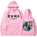 Rosa Kapuzenpullover mit stilvollem japanischem Kois-Fisch-Motiv und chinesischen Textdrucken. - S / Oberteile / Rosa 2