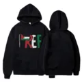 Casual black hooded sweatshirt featuring a bold graphic print with flag and text. - S / Tops / Black (Style 6)