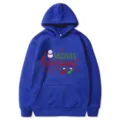 Sweat à capuche bleu imprimé Noël pour hommes et femmes, style tendance et confortable. - S / Hauts / Bleu (312)