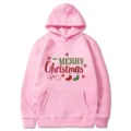 Sweat à capuche rose de Noël avec imprimé MERRY, sweat décontracté pour hommes femmes. - S / Hauts / Rose