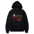Sweat-shirt à capuche noir avec imprimé Noël pour hommes et femmes, style décontracté. - S / Hauts / Noir