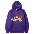 Sweat à capuche violet imprimé graphique de Noël pour hommes et femmes pull manches longues - S / Hauts / Violet (312)
