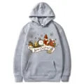 Sweat à capuche gris avec imprimé 2D de Noël et poche kangourou pour adultes unisexe - S / Hauts / Gris Clair (312)