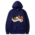Sweat-shirt à capuche imprimé Noël bleu foncé pour hommes et femmes, mode d'hiver élégante. - S / Hauts / Bleu Marine (313)