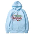 Sweatshirt à capuche graphique de Noël bleu clair, style pull à capuche confortable quotidien. - S / Hauts / Bleu Clair