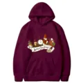Sweat à capuche imprimé Noël à manches longues, pull décontracté pour hommes et femmes en hiver. - S / Hauts / Rouge Vin (313)