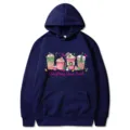 Navy blue Christmas cup print hooded sweatshirt, casual autumn winter warm outerwear for adults - S / Tops / Navy Blue (311)