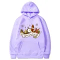Sweat à capuche de Noël violet avec motif vintage de bonhomme de neige, sweat hivernal décontracté. - S / Hauts / Violet Clair (313)