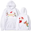 Sudadera blanca con capucha estampado dibujos Navidad casual manga larga SKU Variante - S / Tops / Blanco