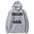 Sweat a capuche gris ample imprime graphique horreur d'Halloween mode streetwear - S / Hauts / Gris Clair (312)