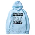 Sweat à capuche bleu clair avec imprimé graphique d'horreur d'Halloween, pull à manches longues. - S / Hauts / Bleu Clair