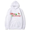 Felpa con cappuccio bianca stampata di Natale, felpa casual a maniche lunghe per uomo e donna. - Taglia S / Top / Bianco (311)