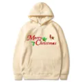 Felpa con cappuccio beige con stampa natalizia, felpa pullover casual alla moda per uomo e donna - Taglia S / Top / Kaki (311)
