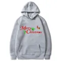 Felpa con cappuccio grigia stampata natalizia per uomo donna, felpa casual con tasca. - Taglia S / Top / Grigio chiaro (311)