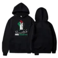 Men's Black Hooded Sweatshirt Free Palestine Flag Print Long Sleeve Casual Hoodie - S / Tops / Black (9)