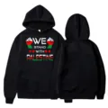 Black hooded sweatshirt with Palestine slogan print, casual long sleeve hoodie. - S / Tops / Black (Style 15)