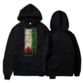 Black hooded sweatshirt featuring distressed Palestine flag graphic print and text. Perfect casual wear. - S / Distressed Flag Print Style (21) / Black