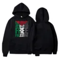 Men women fashion black hoodie with free palestine letter print long sleeve hooded sweatshirt - S / Tops / Black (Style 23)