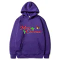 Felpa con cappuccio viola stampata 2D di Natale, maglione casual per uomo e donna. - Taglia S / Top / Viola (311)