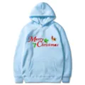 Felpa con cappuccio stampata natalica azzurra, comodo pullover a maniche lunghe per uomo e donna - Taglia S / Top / Azzurro (312)