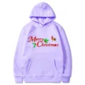 Felpa con cappuccio natalizia viola chiaro, felpa stampata 2D con tasca e coulisse. - Taglia S / Top / Viola Chiaro (312)