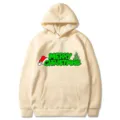 Felpa con cappuccio in pile casual con stampa natalizia e comoda tasca marsupio. - Taglia S / Top / Kaki (312)