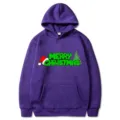 Felpa con Cappuccio Natale Uomo Donna Viola Stampa 2D Casual Manica Lunga Autunno - Taglia S / Top / Viola (312)