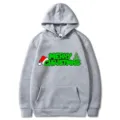 Natale 2D stampato moda casual unisex felpa con cappuccio grigia tasca marsupio - Taglia S / Top / Grigio Chiaro (312)