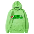 Felpa Verde con Cappuccio Natale Donna Uomo Maglia Grafica Festiva Top Casuale - Taglia S / Top / Verde mela