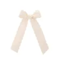 Elegant vintage cream lace swallowtail bow hair clip with sunflower embroidery patterns - Vintage Bow Hair Clip (2) / Cream