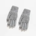 Guanti invernali riscaldati tramite USB in maglia grigia con punte touch-screen e caldi - Taglia unica / Guanti in maglia con motivo a ananas (Stile standard) / Grigio