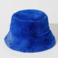 Sombrero de pescador de felpa azul sólido para mujer gorro de piel cálido invierno moda - Talla única / Azul zafiro